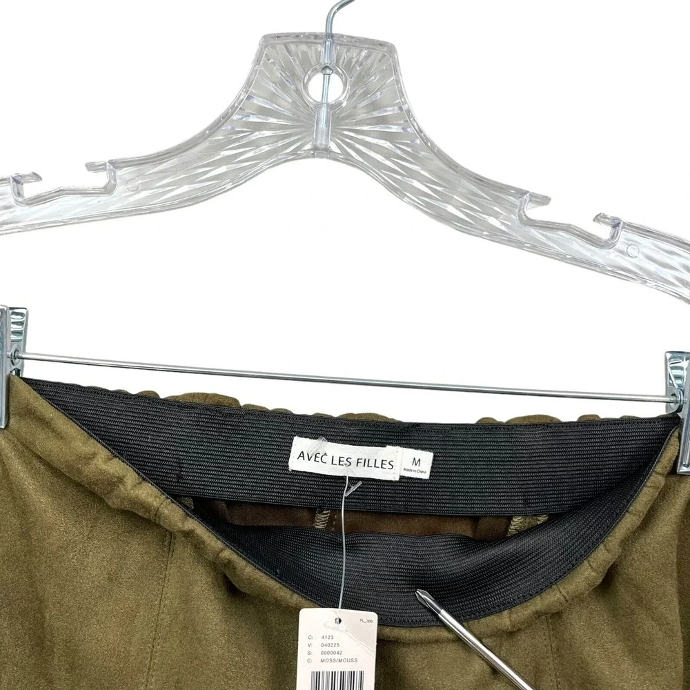 Avec Les Filles Anthropologie Womens Pants Vegan Suede Elastic Waist Green Sz M*